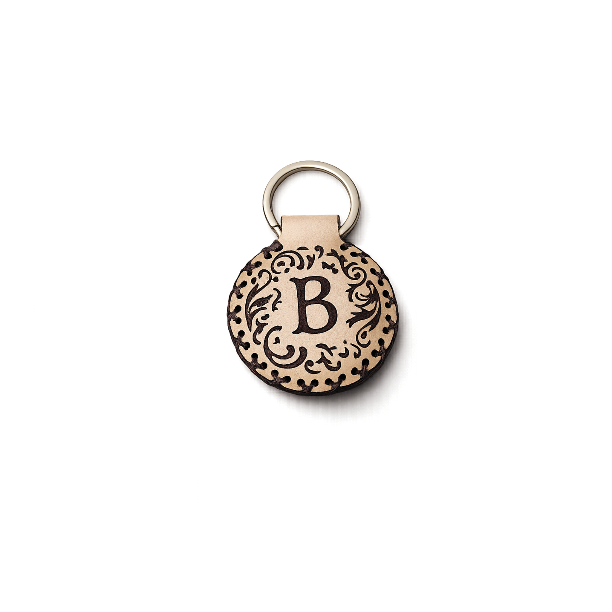 Dual-Sided Monogram & Hieroglyphic Leather Key Ring