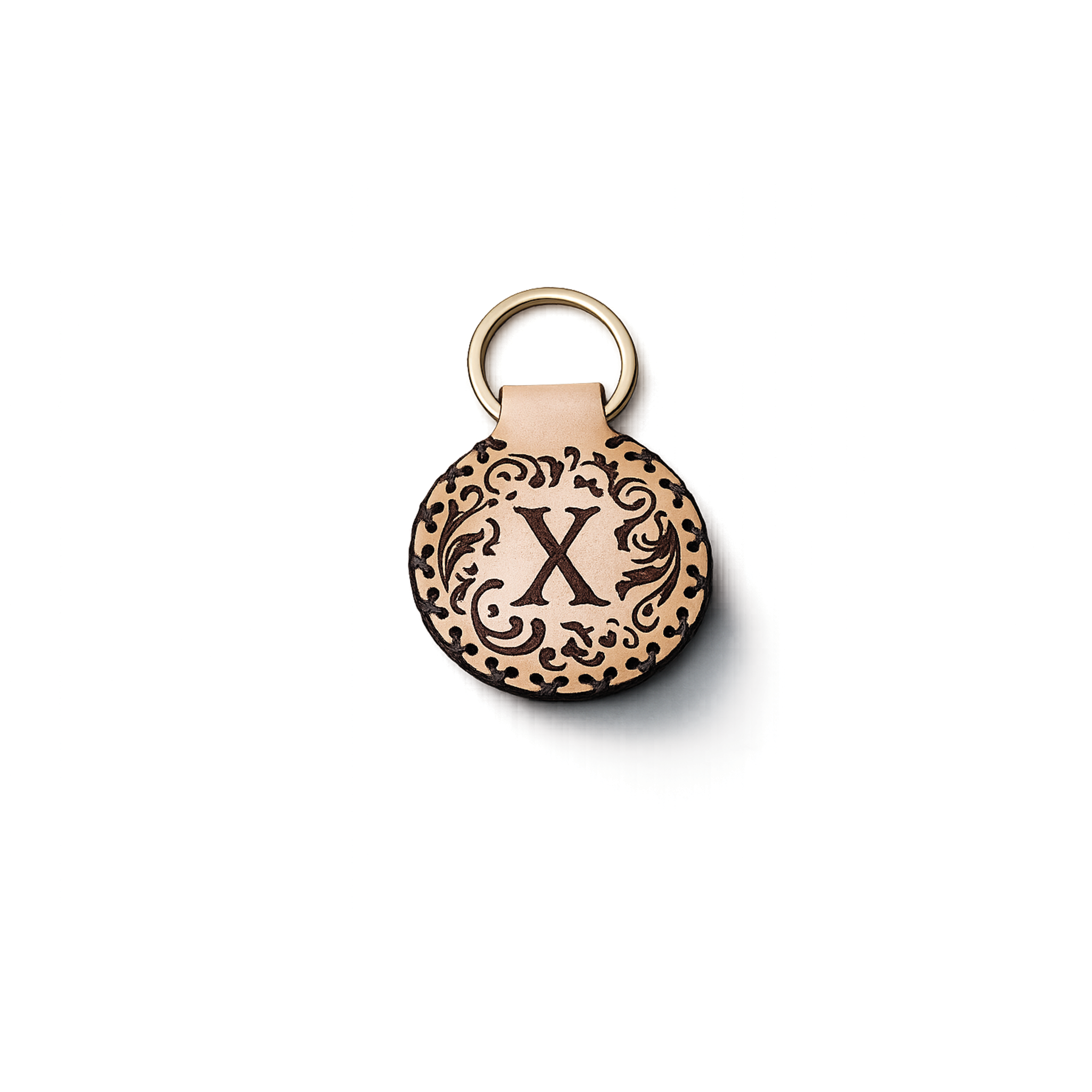 Dual-Sided Monogram & Hieroglyphic Leather Key Ring