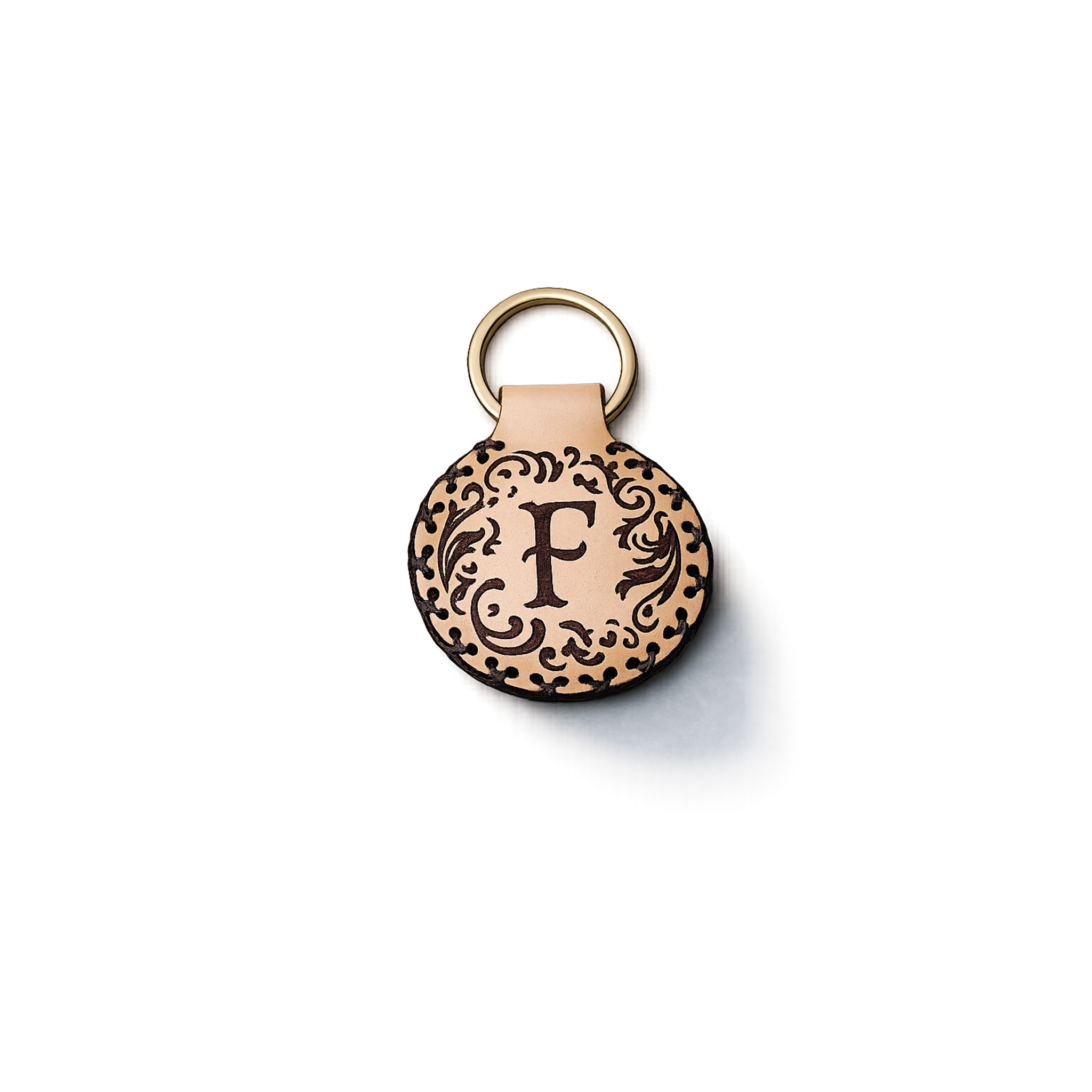 Dual-Sided Monogram & Hieroglyphic Leather Key Ring